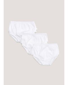 Girls 3 Pack White Frill Knickers (Newborn-23mths)