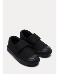 Kids Black Strap Plimsolls (Younger 7-Older 3)