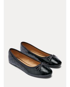 Girls Black Quilted Ballet Shoes (Younger 12-Older 5)