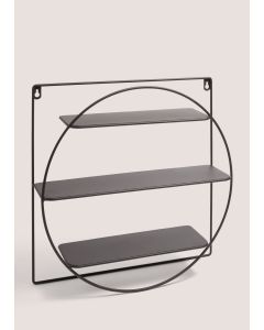 Metal Round Shelf-Black-One Size