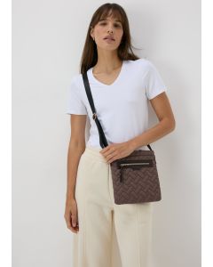 Nylon Textured Crossbody Messenger Bag-Beige-One Size