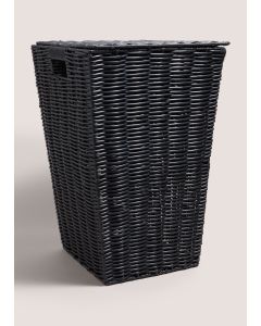 Woven Plastic Laundry Basket (50x32x32cm)-Black