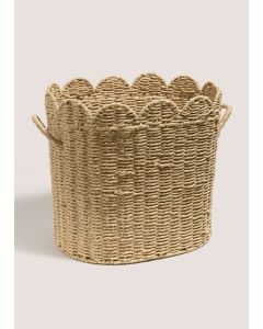 Oval Scallop Edge Basket-Wood-One Size