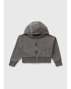 Girls Acid Wash Zip Up Hoodie