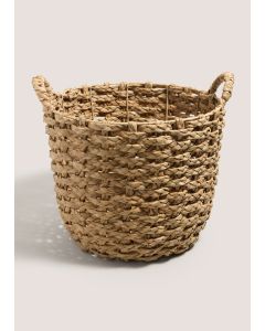 Large Round Rush Basket Wood-Wood