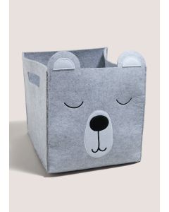 Bear Felt Storage Basket (42cm x 32cm x 21cm)-Grey