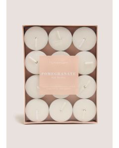 24 Pack Pomegrante Tea Lights-White-One Size