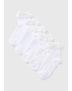 5 Pack Girls Lace Trim Socks