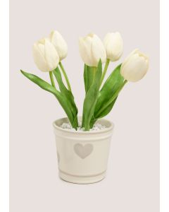 Tulips In A Heart Vase-White-One Size