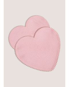 2 Pack Heart Shaped Placemats-Pink-One Size