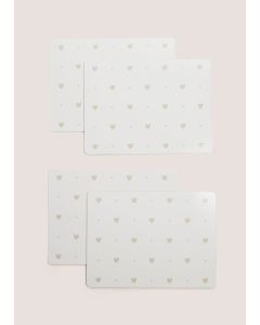 4 Pack Heart Cork Placemats-White-One Size