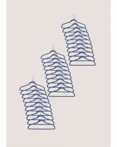 30 Pack Flocked Hangers-Blue-One Size