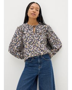 Floral Oversized Collar Blouse