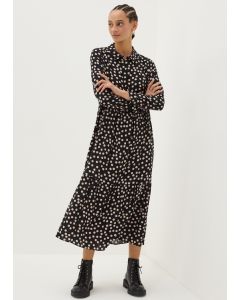 Spot Shirt Midi Dress