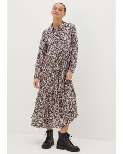 Floral Print Shirt Midi Dress