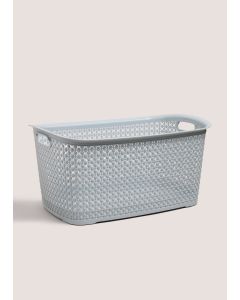 Plastic Large Laundry Basket-Grey-One Size