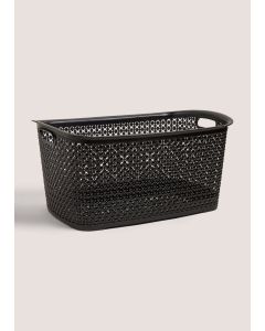Plastic Laundry Basket-Black-One Size