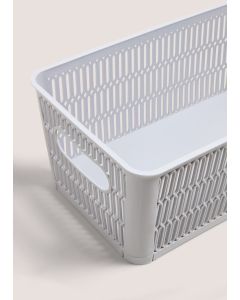 Plastic Storage Basket-Grey-One Size