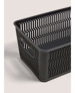 Plastic Storage Basket-Black-One Size