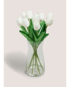 Tulips In Glass Vase-White-One Size