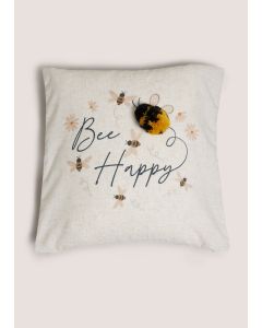 Bee Happy Cushion-Off White-One Size