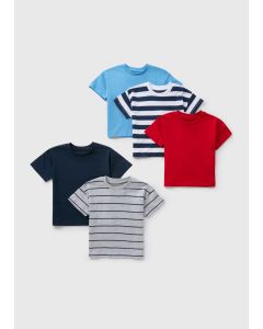 5 Pack Boys Stripe & Solid T-Shirts
