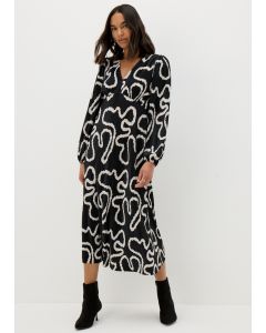 Et Vous Plisse Wiggle Print Midi Dress