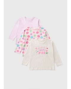 3 Pack Girls Fun Floral Long Sleeve Tops