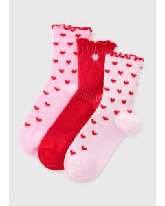 3 Pack Girls Heart Socks