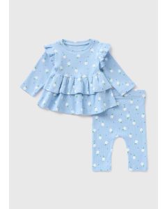 Baby Peplum Flower Top & Legging Set 