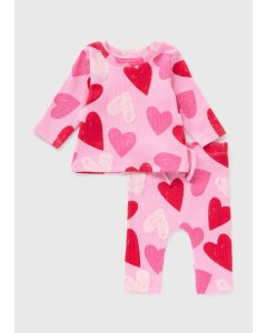 Baby Heart Print Top & Leggings Set