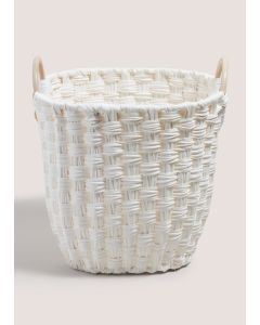 Wooden Handle Basket-White-One Size