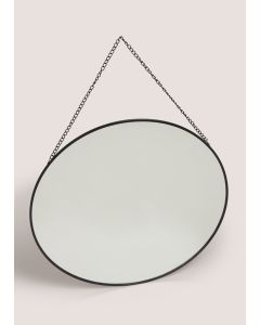 Round Mirror with Chain (40cm x40cm x1cm)-Black-One Size