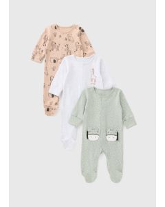 3 Pack Baby Giraffe Sleepsuits