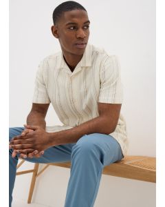 Stripe Cheesecloth Short Sleeve Shirt