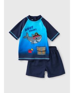 Boys Shark Rash Vest & Shorts Set