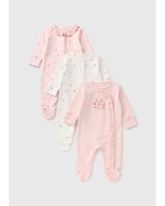 3 Pack Baby Floral Sleepsuits
