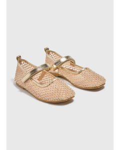 Girls Diamante Ballet Shoes