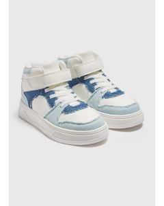Girls Denim High Top Trainers