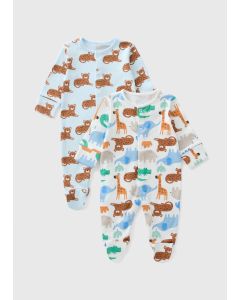 2 Pack Baby Safari Sleepsuit