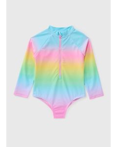 Girls Ombre Zip Up Swimsuit