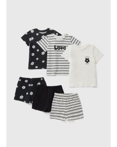 3 Pack Girls Daisy Shorts Pyjama Set