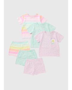 3 Pack Girls Rainbow Flower Pyjama Set