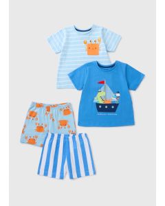 2 Pack Boys Boat T-Shirt & Shorts Set