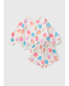 Girls Strawberry Sweatshirt & Shorts Set