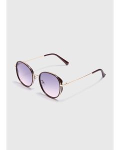 Round Sunglasses-Gold-One Size