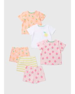 3 Pack Girls Fruit Pyjama Set