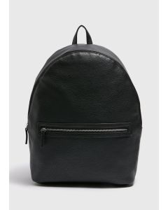 Faux Leather Rucksack-Black-One Size