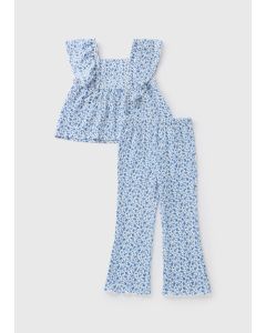 Girls Floral Crinkle Top & Flare Set