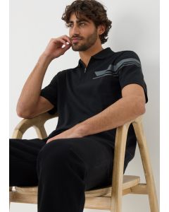 Shoulder Print 1/4 Zip Polo Shirt